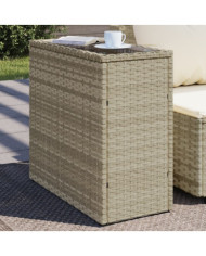 Table d'appoint de jardin avec dessus en verre gris clair rotin | Mobilier & Déco