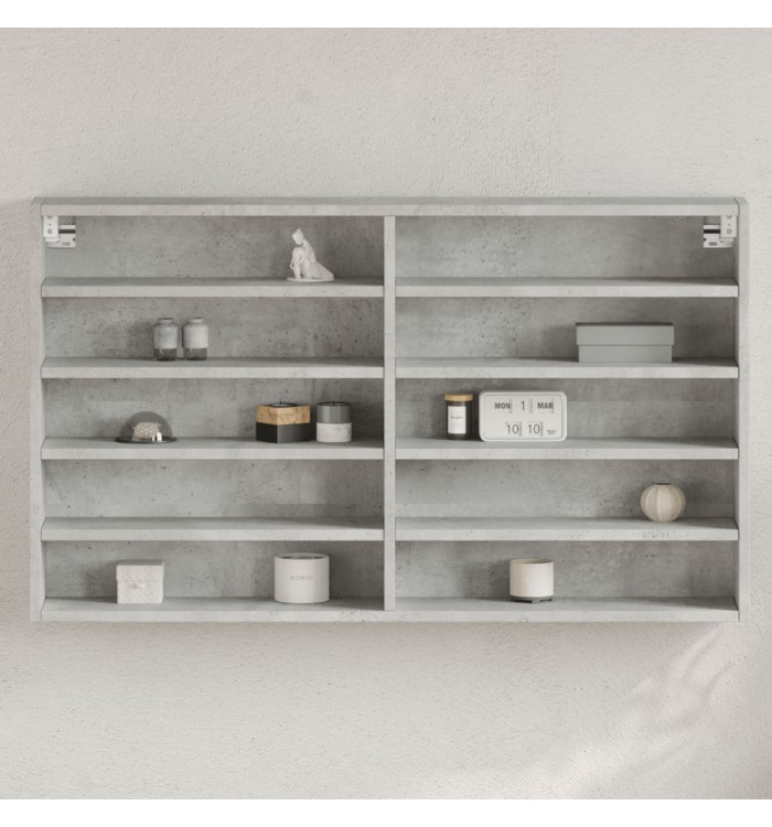 Armoire à vitrine gris béton 100x15x58 cm bois d'ingénierie | Mobilier & Déco