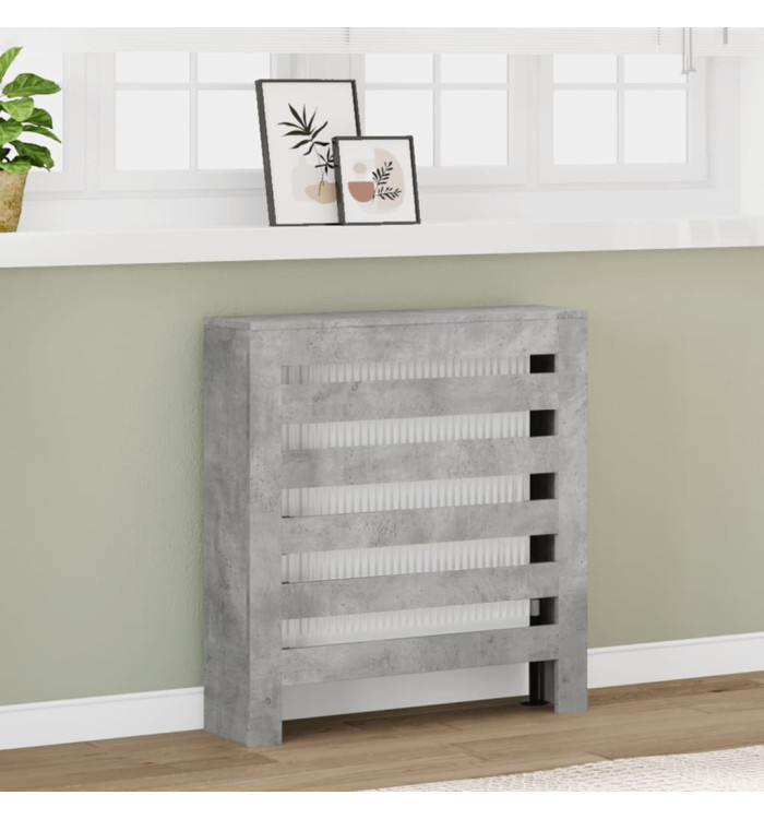 Cache-radiateur gris béton 78x20x82 cm bois d'ingénierie | Mobilier & Déco