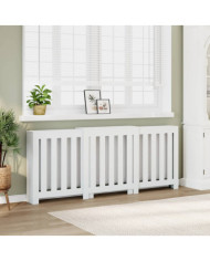 Cache-radiateur blanc 205x21,5x83,5 cm bois d'ingénierie | Mobilier & Déco