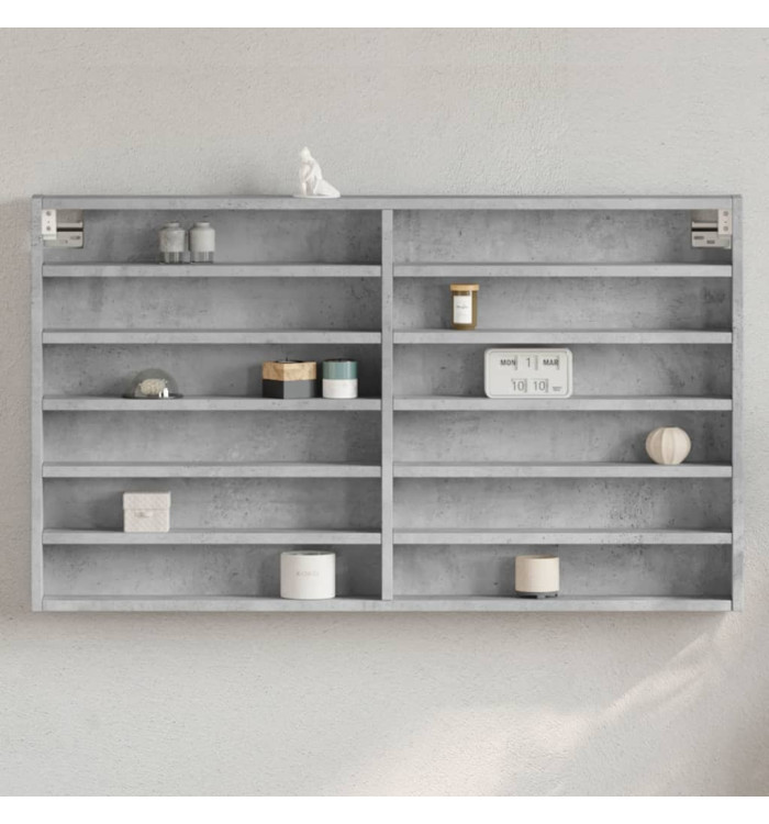 Armoire à vitrine gris béton 100x8,5x58 cm bois d'ingénierie | Mobilier & Déco