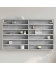 Armoire à vitrine gris béton 100x8,5x58 cm bois d'ingénierie | Mobilier & Déco