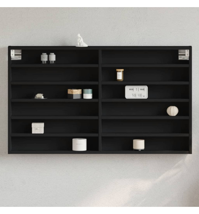 Armoire à vitrine noir 100x8,5x58 cm bois d'ingénierie | Mobilier & Déco
