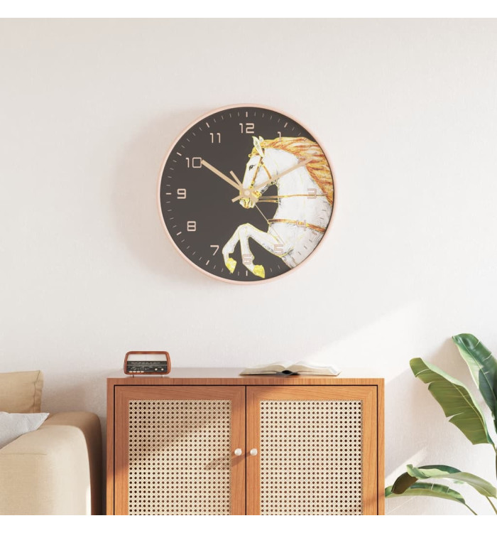 Horloge murale doré et blanc Ø29,5 cm polystyrène et verre | Mobilier & Déco
