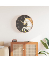 Horloge murale doré et blanc Ø29,5 cm polystyrène et verre | Mobilier & Déco