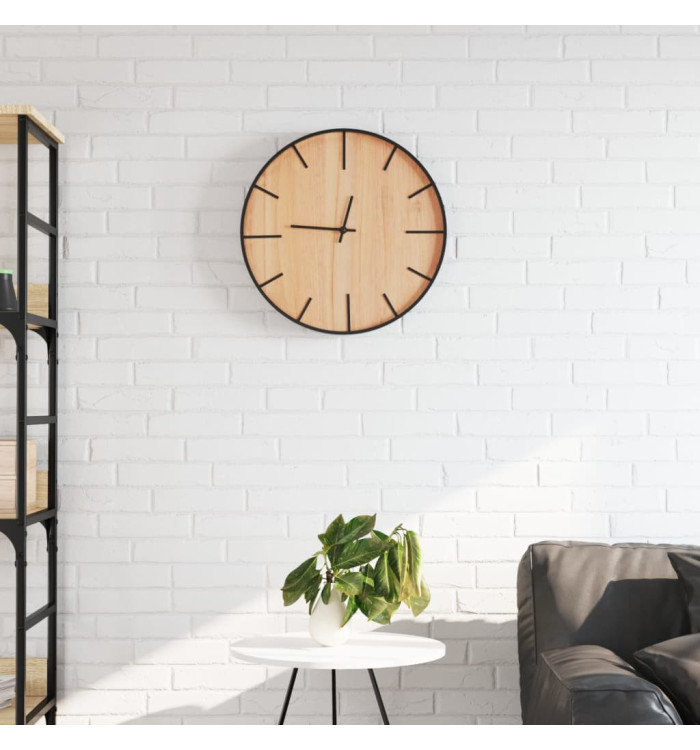 Horloge murale marron Ø39 cm fer et bois d'ingénierie | Mobilier & Déco