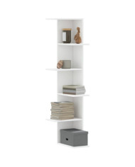 Étagère d'angle murale blanc 36,5x36,5x140 cm bois d'ingénierie | Mobilier & Déco
