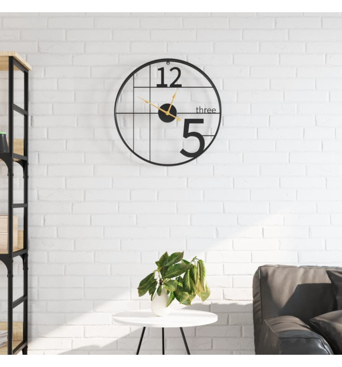 Horloge murale noir Ø50 cm fer | Mobilier & Déco