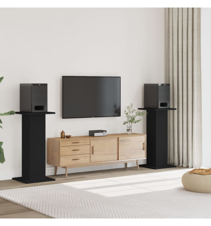 Supports de haut-parleurs 2 pcs noir bois d'ingénierie | Mobilier & Déco