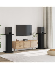Supports de haut-parleurs 2 pcs noir bois d'ingénierie | Mobilier & Déco