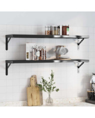 Étagères murales 2 pcs 100x23,5x3 cm noir acier inoxydable | Mobilier & Déco