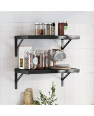 Étagères murales 2 pcs 50x30x3 cm noir acier inoxydable | Mobilier & Déco