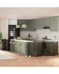 Barrière pour chien porte pliable 12panneaux noir bois peuplier | Mobilier & Déco