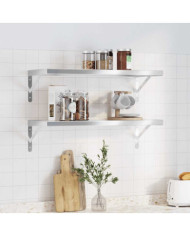 Étagères murales 2 pcs 75x30x3 cm argenté acier inoxydable | Mobilier & Déco