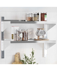 Étagère murale à 2 niveaux 75x30x60 cm argenté acier inoxydable | Mobilier & Déco
