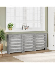 Cache-radiateur gris béton 205x21,5x83,5 cm bois d'ingénierie | Mobilier & Déco