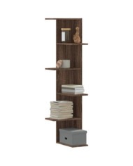 Étagère d'angle murale chêne marron bois d'ingénierie | Mobilier & Déco