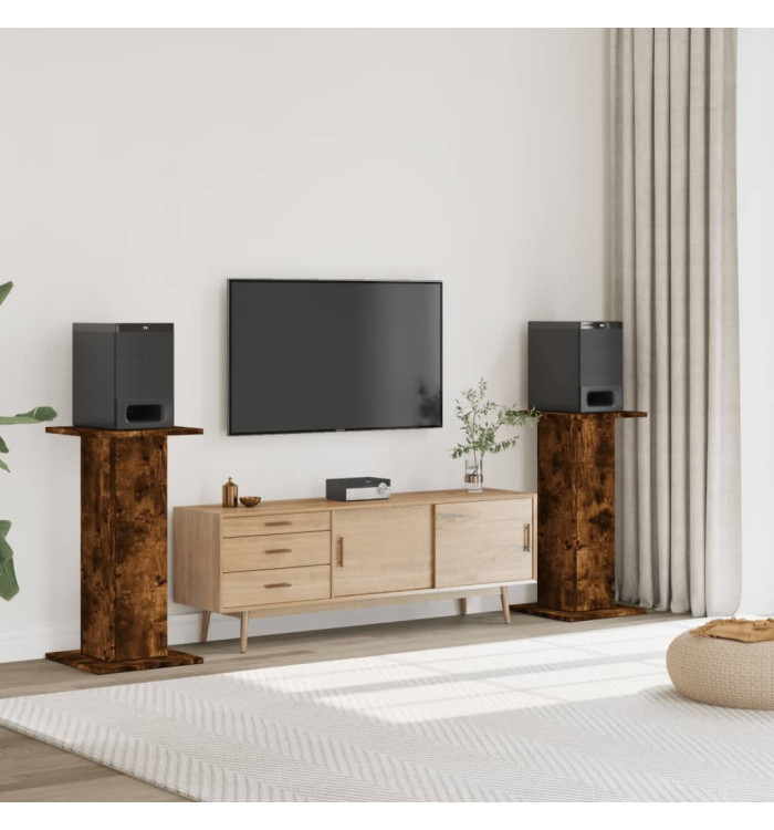 Supports de haut-parleurs 2 pcs chêne fumé bois d'ingénierie | Mobilier & Déco
