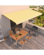 Auvent rétractable automatique 600x350 cm Jaune et blanc | Mobilier & Déco