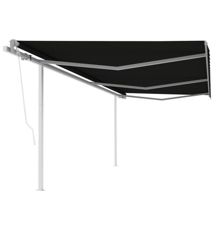 Auvent automatique rétractable avec poteaux 6x3,5 m Anthracite | Mobilier & Déco