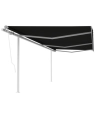 Auvent automatique rétractable avec poteaux 6x3,5 m Anthracite | Mobilier & Déco