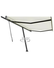 Auvent manuel rétractable sur pied 500x350 cm Crème | Mobilier & Déco