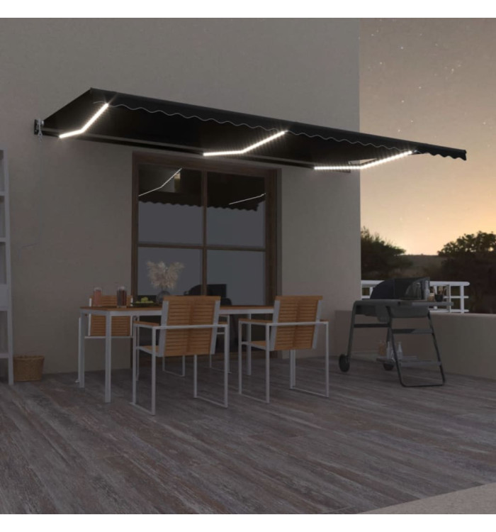 Auvent automatique capteur de vent et LED 600x350 cm Anthracite | Mobilier & Déco