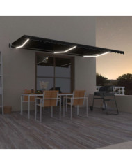 Auvent automatique capteur de vent et LED 600x350 cm Anthracite | Mobilier & Déco