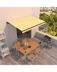 Auvent manuel rétractable 400x350 cm Jaune et blanc | Mobilier & Déco
