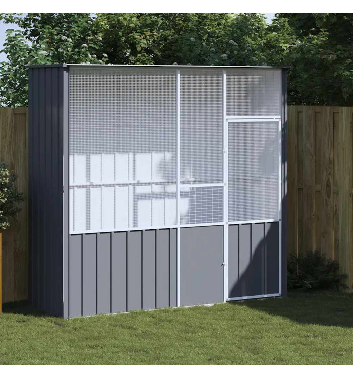 Cage à oiseaux anthracite 215x78x200 cm acier galvanisé | Mobilier & Déco