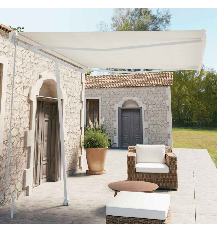 Auvent manuel rétractable sur pied 300x250 cm Crème | Mobilier & Déco