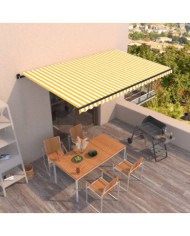 Auvent manuel rétractable 500x300 cm Jaune et blanc | Mobilier & Déco