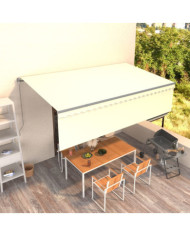 Auvent rétractable manuel avec store 5x3 m Crème | Mobilier & Déco