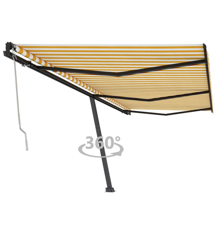 Auvent automatique sur pied 600x350 cm Jaune/Blanc | Mobilier & Déco