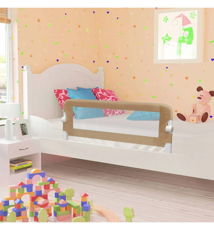 Barrière de sécurité de lit d'enfant Taupe 120x42 cm Polyester | Mobilier & Déco