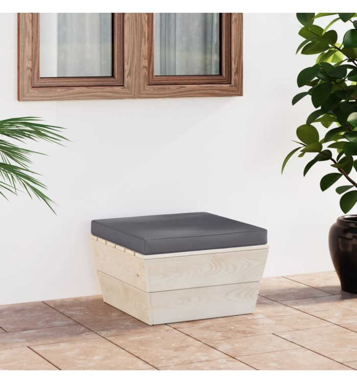 Repose-pied palette de jardin avec coussin Épicéa imprégné | Mobilier & Déco