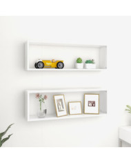 Étagères cube murales 2pcs Blanc 80x15x26,5cm bois d'ingénierie | Mobilier & Déco