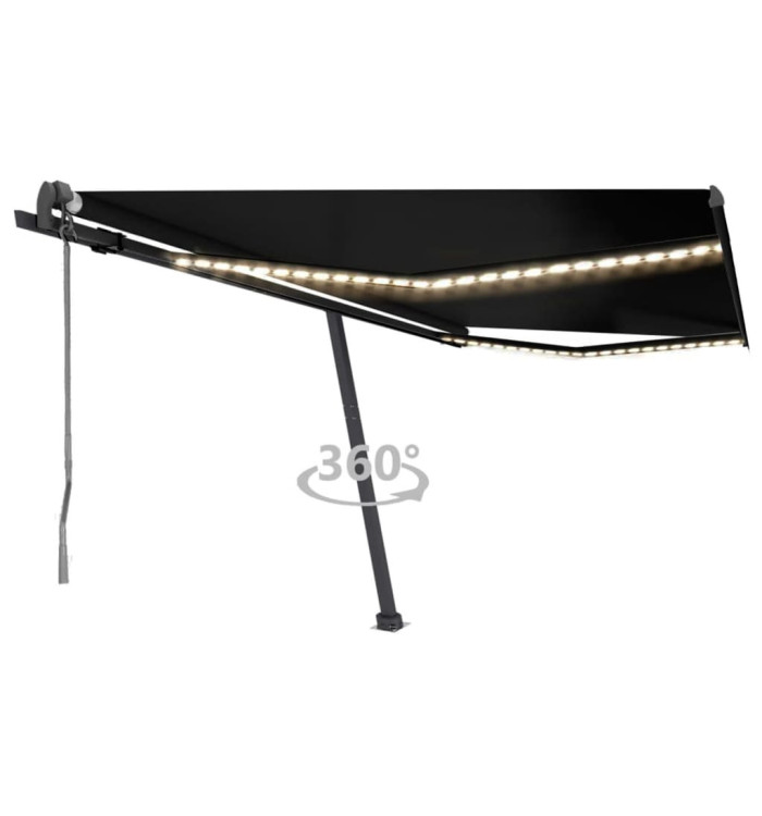 Auvent automatique capteur de vent et LED 400x350 cm Anthracite | Mobilier & Déco