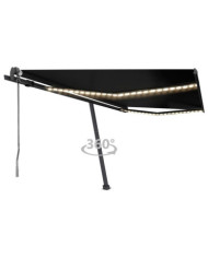 Auvent automatique capteur de vent et LED 400x350 cm Anthracite | Mobilier & Déco