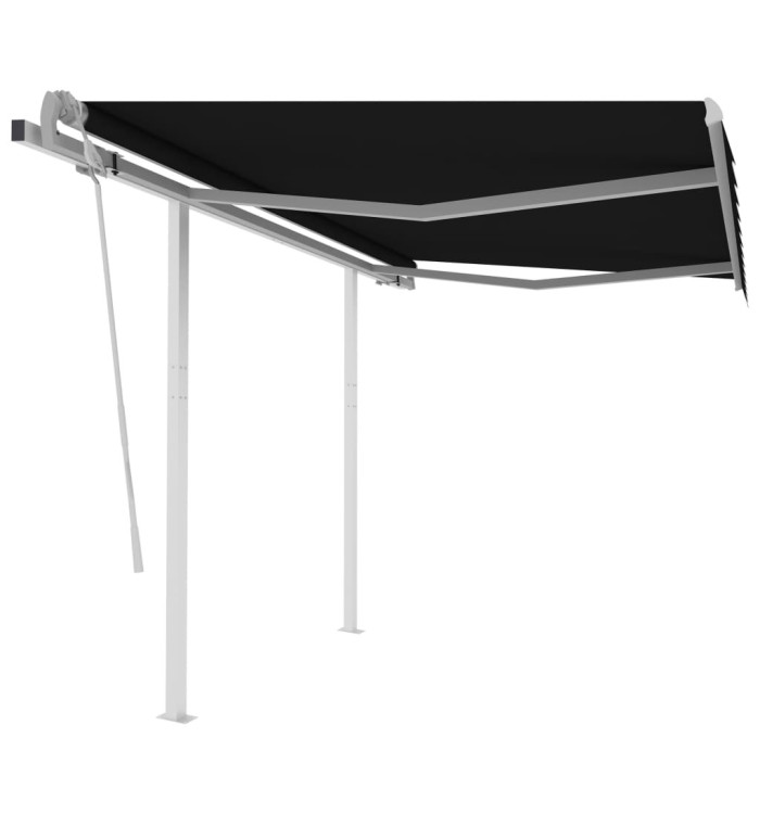 Auvent manuel rétractable avec poteaux 3,5x2,5 m Anthracite | Mobilier & Déco