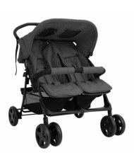 Poussette à deux places Gris foncé Acier | Mobilier & Déco