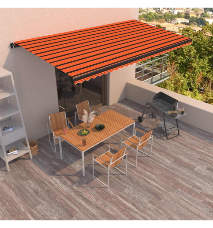 Auvent manuel rétractable 600x350 cm Orange et marron | Mobilier & Déco