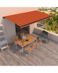 Auvent manuel rétractable 600x350 cm Orange et marron | Mobilier & Déco
