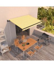 Auvent rétractable automatique 350x250 cm Jaune et blanc | Mobilier & Déco