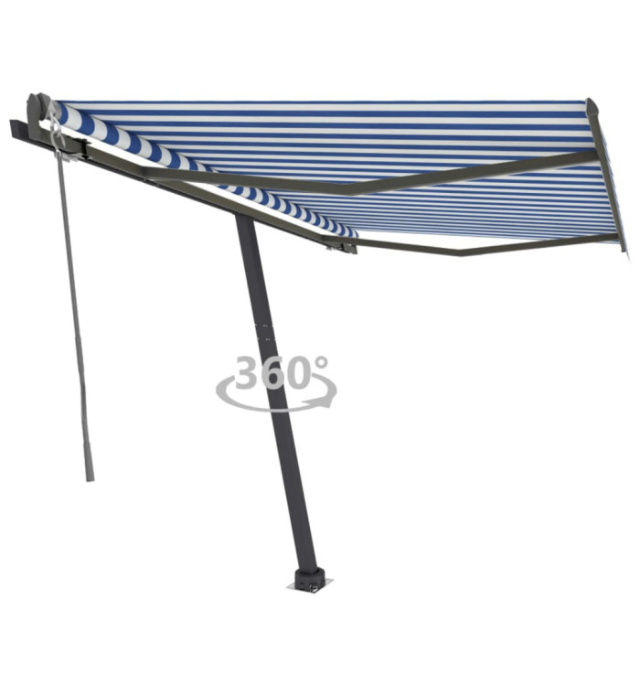 Auvent automatique sur pied 350x250 cm Bleu/Blanc | Mobilier & Déco