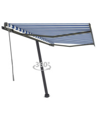 Auvent automatique sur pied 350x250 cm Bleu/Blanc | Mobilier & Déco