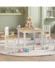Ensemble de table et chaises pour enfants 3 pcs Blanc et beige | Mobilier & Déco
