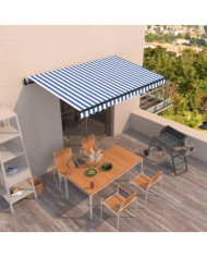 Auvent rétractable automatique 400x350 cm Bleu et blanc | Mobilier & Déco
