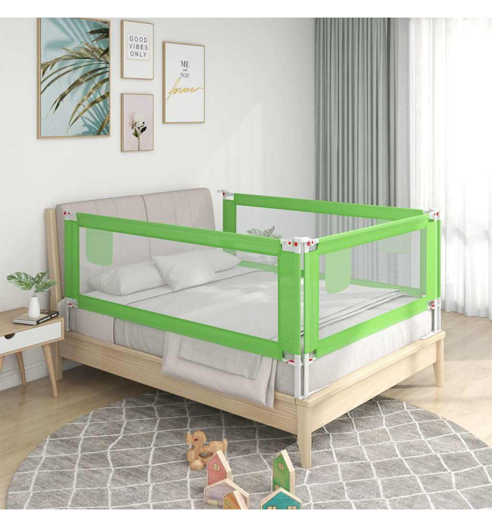 Barrière de sécurité de lit d'enfant Vert 180x25 cm Tissu | Mobilier & Déco