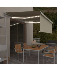 Auvent automatique store capteur de vent LED 4,5x3 m Crème | Mobilier & Déco